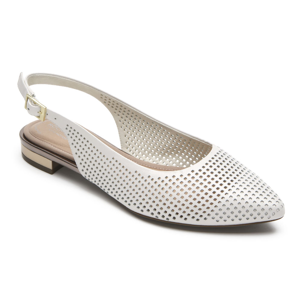 Sapatos Frouxos Rockport Mulher Branco - Total Motion Adelyn Slingback - 75104QYTA